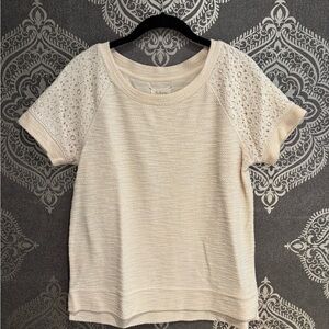 Lou & Grey Cream Textured Short Sleeve Top